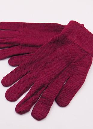 Женские перчатки шерстяные one size бордовые королева 7071