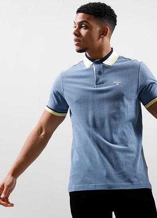 Премиальная голубая футболка поло барбур barbour polo contrast trim, 3xl, оригинал
