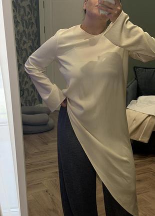 Асимметричная туника zara молочного цвета м