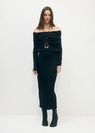 Новое платье h&m foldover-edge off-the-shoulder dress - xxs-xs