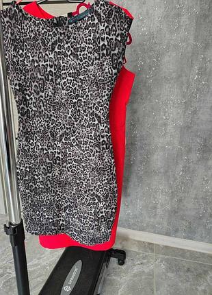 Трикотажное платье-футляр zara m/s | анималистический принт, состояние новой
