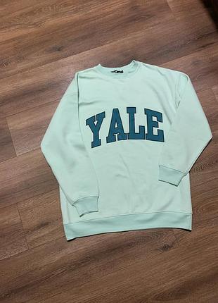 Мʼясний оверсайз світшот yale від style wise direct ( коледж стиль ) розмір s m 💚🩵