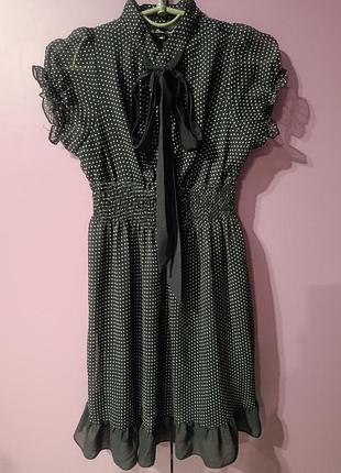 Романтична чорна сукня-міні з рюшами та зав'язкою, бренд mela london,eur38