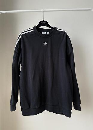 Чорний світшот кофта adidas crewneck центр лого