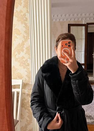Пальто жіноче зимове з норки чорне