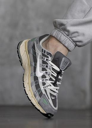Кросівки чоловічі nike p-6000 сірі зелені grey