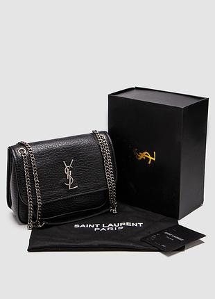 Сумка niki saint in grained lambskin laurent black/silver 3