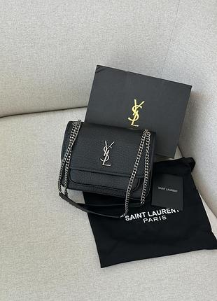 Сумка niki saint in grained lambskin laurent black/silver 6