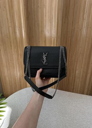 Сумка niki saint in grained lambskin laurent black/silver 7