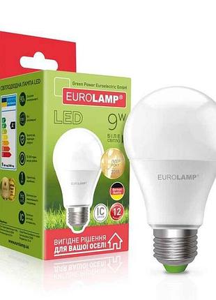 Лампа светодиодная 9w e27 3000k еcо а60 поштная акция (50) тм eurolamp