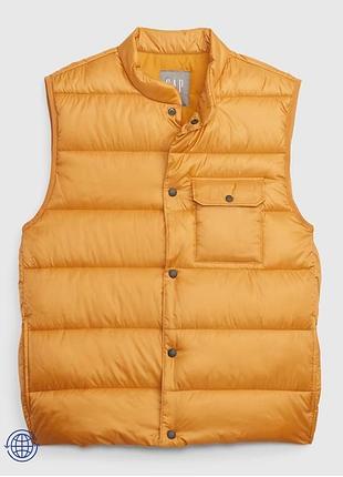 Жилетка чоловіча gap пуховик гірчична gap recycled puffer layering vest