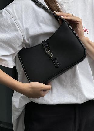 Сумка saint hobo le 5 a 7 leather shoulder laurent bag in black/silver