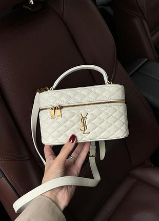 Сумка saint gaby vanity leather shoulder laurent bag cream
