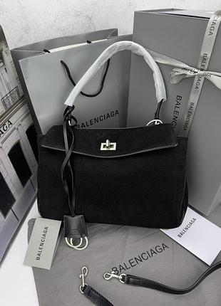 Сумка замшева чорна rodeo black silver