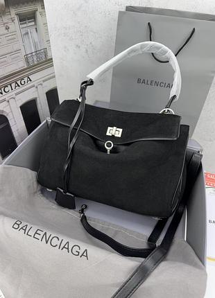 Сумка замшева чорна rodeo black silver 3