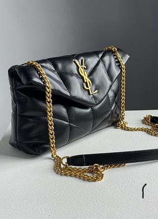 Сумка puffer saint small in nappa leather laurent gold chain