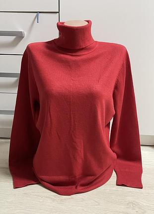 Свитер под горло гольф, водолазка красная коралловая женская l-xl