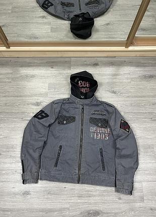 Куртка harley-davidson мужская серая байкерская мотокуртка с капюшоном текстильная кожаные вставки хард рок кофта ветровка y2k демисезонная m