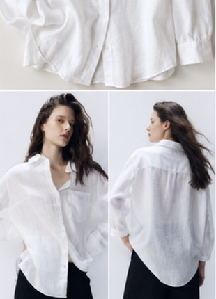 Лляна сорочка h&m linen, розмір m, у вільному подовженому крої