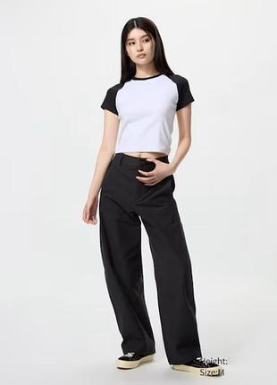 &amp; женские брюки uniqlo jersey barrel-leg бочонок / баллоны черного цвета размер l/48