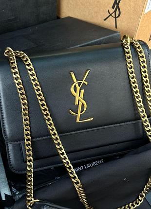 Сумка saint medium sunset in smooth laurent leather black/gold