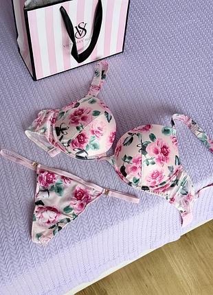 Комплект белья victoria’s secret стразы розы
