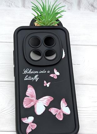 Уценка !!! чехол shock case print для телефона xiaomi redmi note 15 pro 5g бампер силиконовый черный с рисунком бабочки уценка !!!