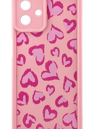 Чехол shock print case для samsung galaxy a08 / a085 бампер силиконовый цвет светло-розовый с рисунком сердца