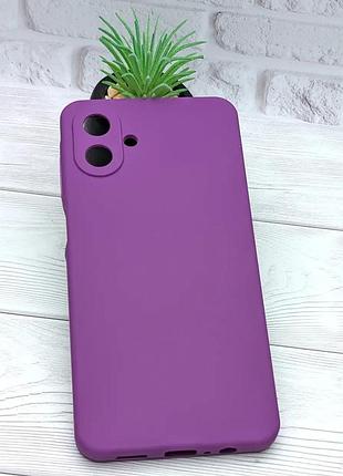 Чехол silicone cover для samsung galaxy a08 / a085 бампер с микрофиброй фиолетовый