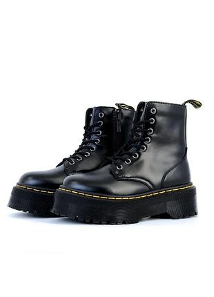 Сапоги кожаные теплые на платформе dr. martens 1460 jadon black мех (черное)