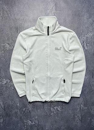Vintage винтажная женская флисовая кофта зип худи jack wolfskin джек вулфскин big logo size m размер м
