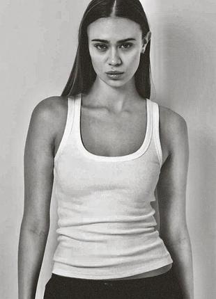 Майка жіноча zara біла в рубчик розмір s