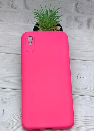 Уценка !!! чехол silicone case для xiaomi redmi 9a бампер с микрофиброй розовый уценка !!!