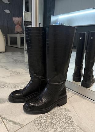 Чоботи жіночі zara чорні, розмір 37