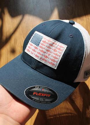 Кепка бейсболка унісекс сітчата columbia pfg fish flag mesh ball cap (розмір s/m)