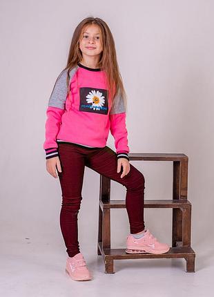 Штани штани для дівчинки з начосом утеплені smiletime classic jeans 110