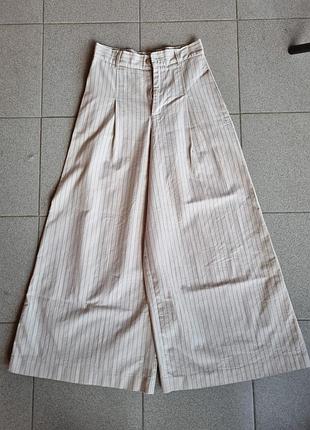 Жіночі брюки zara палаццо в смужку, розмір xs