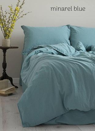 Постельное белье limasso евро вареный хлопок mineral blue