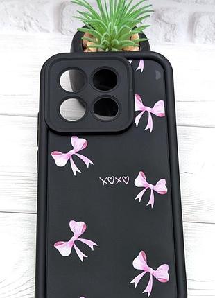 Уценка !!! чехол shock case print для телефона xiaomi 15t бампер силиконовый черный с рисунком бантики уценка !!!