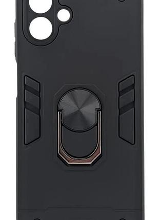 Чехол armored ring для samsung galaxy a08 / a085 противоударный бампер с подставкой кольцом черный