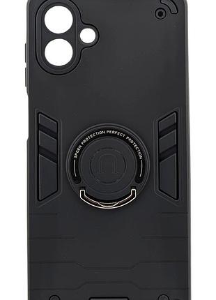 Чехол spgen ring для samsung galaxy a08 / a085 противоударный бампер с подставкой кольцом черный