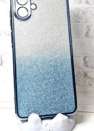 Чехол luxury case для samsung galaxy a08 / a085 бампер силиконовый блестящий голубой