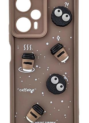Чехол shock case 3d print для xiaomi redmi note 12 turbo бампер силиконовый с рисунком coffee