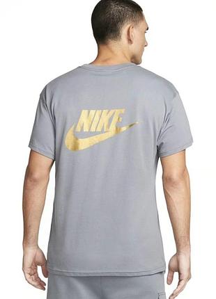 Стильная серая футболка найк nike sportswear gold glitter logo, факт xl, оригинал