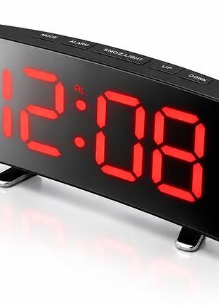 Настільний led годинник dt-6507 multi із будильником та червоной підсвіткою | дзеркальний електронний годинник