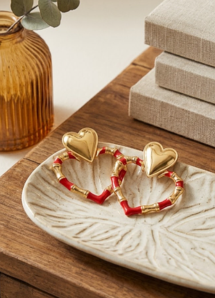 Серьги «bamboo heart», нержавеющая сталь