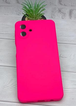 Чехол silicone cover для samsung galaxy a08 / a085 бампер с микрофиброй розовый