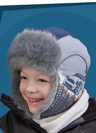 Шапка-вушанка для хлопчика tutu сибір арт. 3-000852(50-52, 54-56)