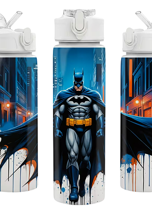Детская бутылка для воды с трубочкой бэтмен batman супергерои мстители марвел 750 мл 00003