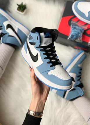 Кросівки nike air jordan 1 retro high ‘university blue’ кроссовки9 фото